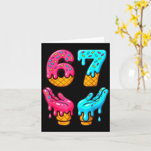 Funny 6 7 67 Six Seven Meme Karte (Gelbe Blume)