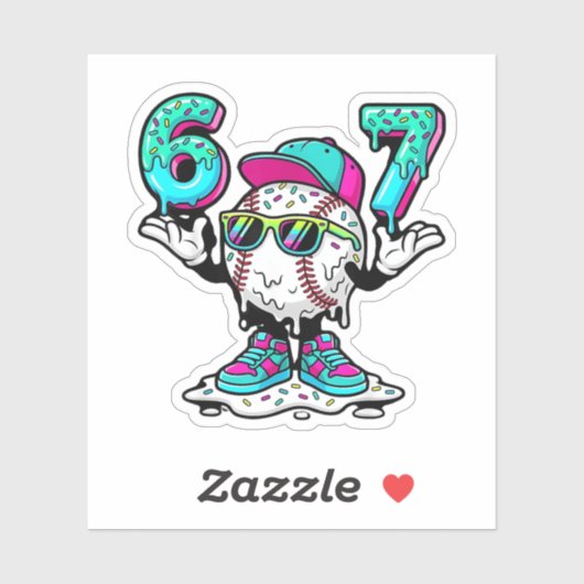 Funny 6 7 Baseball Drip Meme Vinyl Sticker (Blatt)