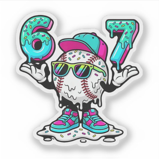 Funny 6 7 Baseball Drip Meme Vinyl Sticker (Vorderseite)