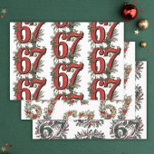 Funny 6 7 Brainrot Meme Christmas Set of 3 Geschenkpapier Set