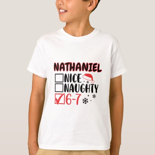 Funny 6-7 Christmas Checklist Custom Name T-shirt (Vorderseite)