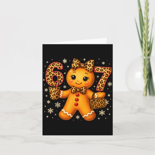 Funny 6 7 Christmas Leopard Bow Gingerbread Girls  Karte (Vorderseite)