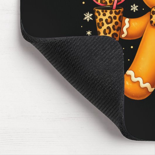 Funny 6 7 Christmas Leopard Bow Gingerbread Girls Mousepad (Ecke)