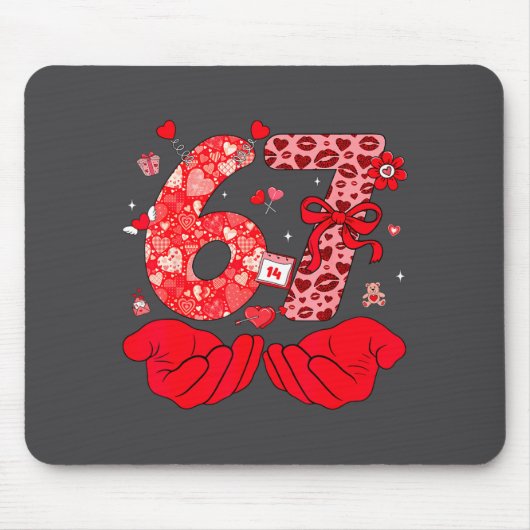 Funny 6 7 Hands Meme Cute Valentine's Day Six Seve Mousepad (Vorne)