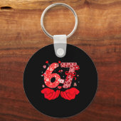 Funny 6 7 Hands Meme Cute Valentine's Day Six Seve Schlüsselanhänger (Vorderseite)