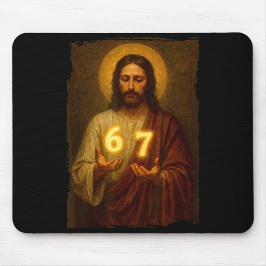 Funny 6 7 Jesus. Absurd Six Seven Meme, Weird Teen Mousepad (Vorne)