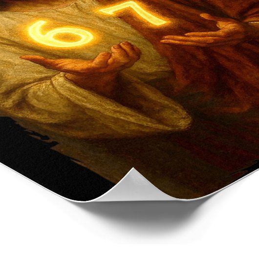 Funny 6 7 Jesus. Absurd Six Seven Meme, Weird Teen Poster (Ecke)