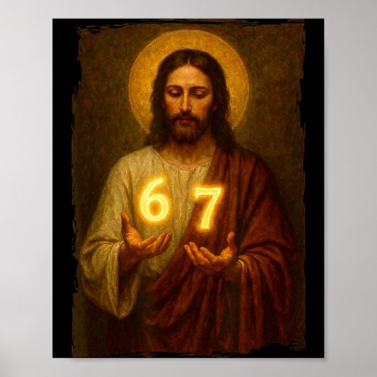 Funny 6 7 Jesus. Absurd Six Seven Meme, Weird Teen Poster (Vorne)