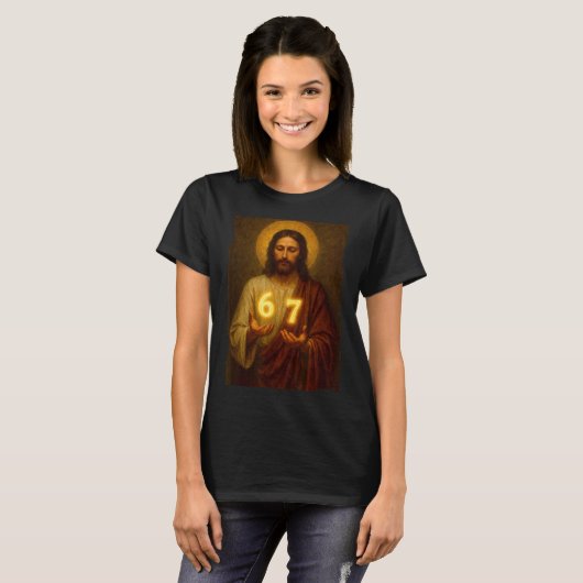 Funny 6 7 Jesus. Absurd Six Seven Meme, Weird Teen T-Shirt (Vorne ganz)