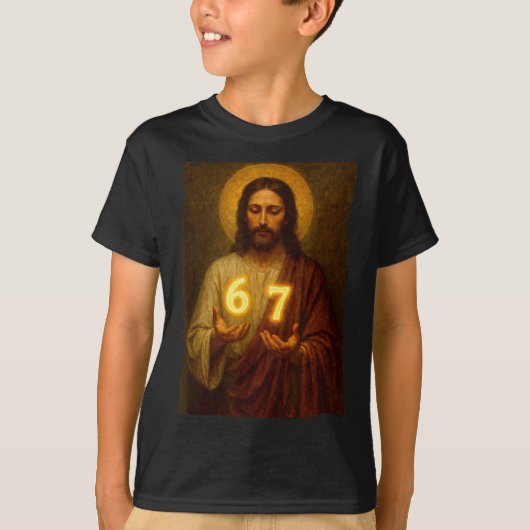 Funny 6 7 Jesus. Absurd Six Seven Meme, Weird Teen T-Shirt (Vorderseite)
