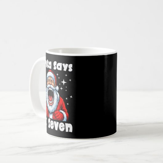 Funny 6 7 Meme Big Mouth Boy Santa Claus Says Merr Kaffeetasse (Vorderseite Links)