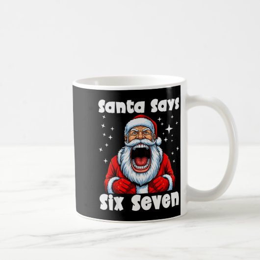 Funny 6 7 Meme Big Mouth Boy Santa Claus Says Merr Kaffeetasse (Rechts)