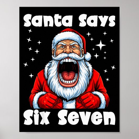 Funny 6 7 Meme Big Mouth Boy Santa Claus Says Merr Poster (Vorne)