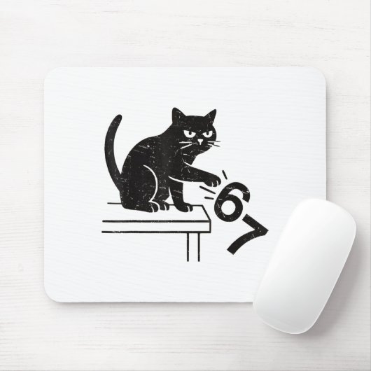Funny 6 7 Meme Cat Knocking Off 67  Mousepad (Mit Mouse)
