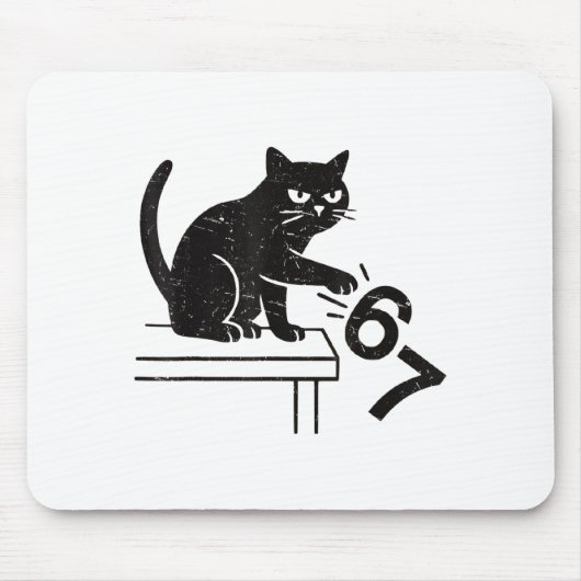 Funny 6 7 Meme Cat Knocking Off 67  Mousepad (Vorne)