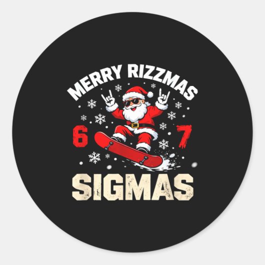 Funny 6-7 Meme Christmas Nice Naughty 67 Slang Tre Runder Aufkleber (Vorderseite)