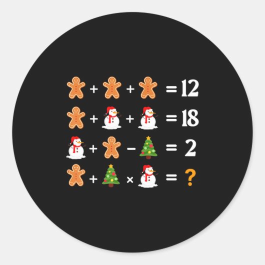 Funny 6 7 Meme Christmas Order Of Operations Math Runder Aufkleber (Vorderseite)