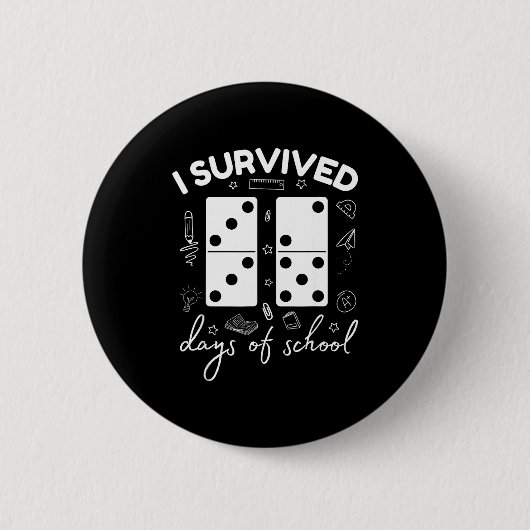 Funny 6 7 Meme I Survived 67 Days Of School Domino Button (Vorderseite)