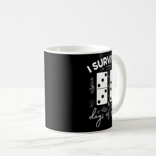 Funny 6 7 Meme I Survived 67 Days Of School Domino Kaffeetasse (VorderseiteRechts)