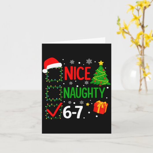 Funny 6-7 Meme Nice Naughty 67 Christmas Brain Rot Karte (Gelbe Blume)