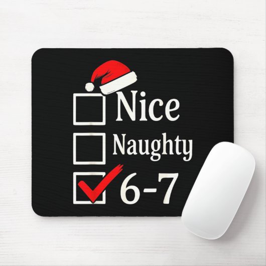 Funny 6-7 Meme Nice Naughty 67 Christmas Brain Rot Mousepad (Mit Mouse)