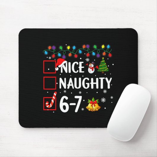 Funny 6-7 Meme Nice Naughty 67 Christmas Brain Rot Mousepad (Mit Mouse)