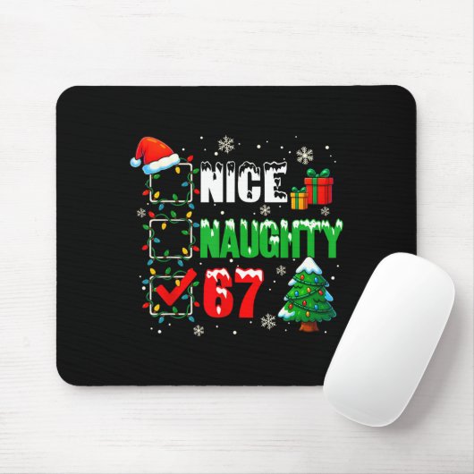 Funny 6-7 Meme Nice Naughty 67 Christmas Brain Rot Mousepad (Mit Mouse)