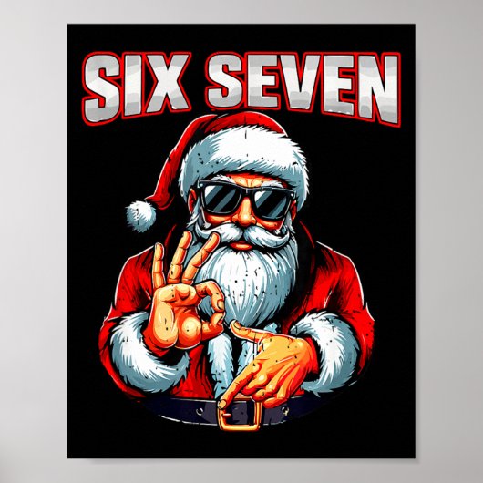 Funny 6 7 Meme Santa Christmas Men And Boys  Poster (Vorne)