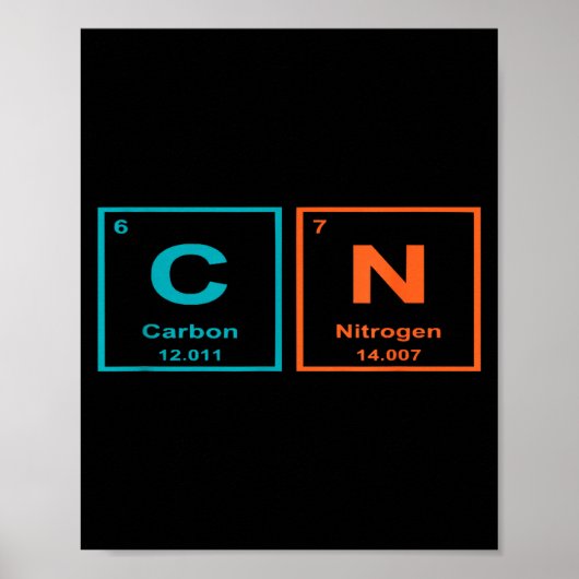 Funny 6 7 Periodic Table Carbon Nitrogen Humor Poster (Vorne)