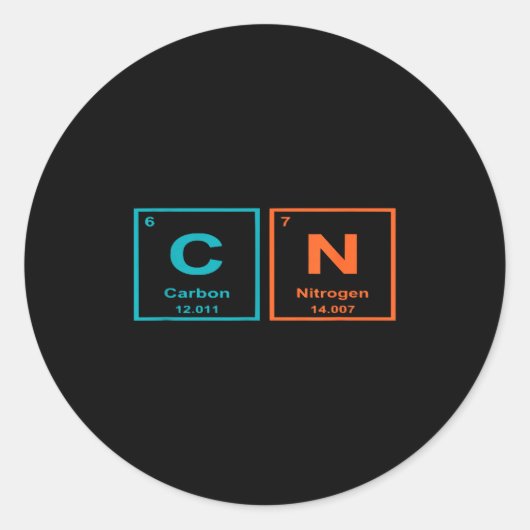 Funny 6 7 Periodic Table Carbon Nitrogen Humor Runder Aufkleber (Vorderseite)