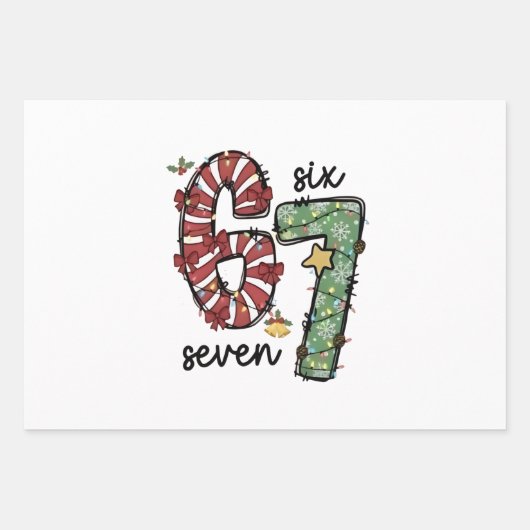 Funny 6 7  Santa Squad Sixty Seven Christmas Geschenkpapier Set (Vorderseite 3)