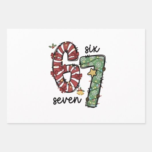 Funny 6 7  Santa Squad Sixty Seven Christmas Geschenkpapier Set (Vorderseite 2)