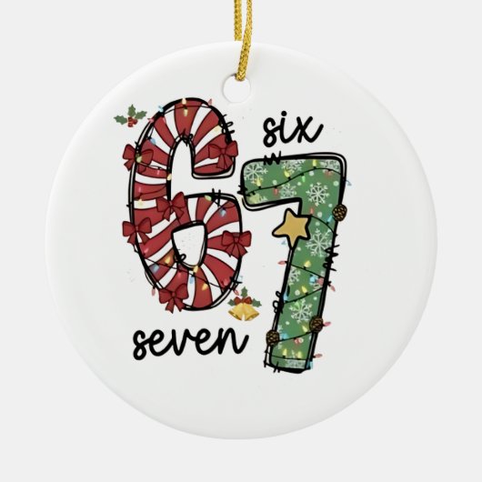 Funny 6 7 Santa Squad Sixty Seven Christmas Keramik Ornament (Vorne)