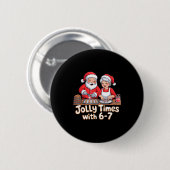 Funny 6 7 Six Seven Meme Christmas Santa Claus Wom Button (Vorne & Hinten)