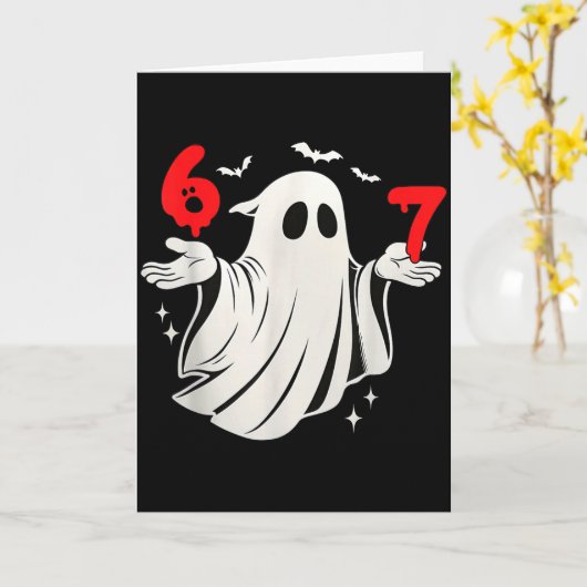 Funny 6 7 Six Seven Meme Halloween Humor Ghost Cos Karte (Gelbe Blume)
