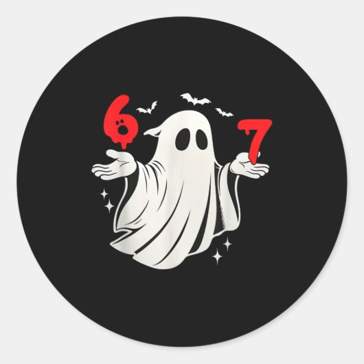 Funny 6 7 Six Seven Meme Halloween Humor Ghost Cos Runder Aufkleber (Vorderseite)