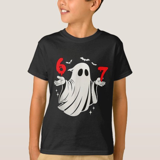Funny 6 7 Six Seven Meme Halloween Humor Ghost Cos T-Shirt (Vorderseite)