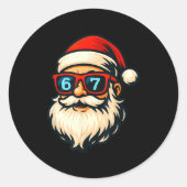 Funny 6 7 Six Seven Meme Santa Face Christmas Men Runder Aufkleber (Vorderseite)