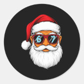 Funny 6 7 Six Seven Meme Santa Face Christmas Men Runder Aufkleber (Vorderseite)