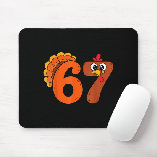 Funny 6 7 Six Seven Meme Thanksgiving Turkey Holid Mousepad (Mit Mouse)