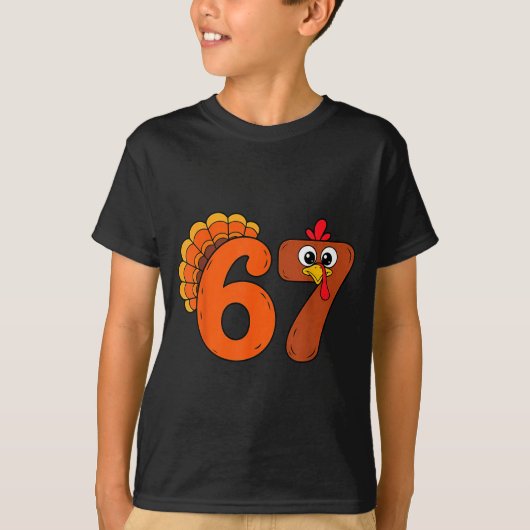 Funny 6 7 Six Seven Meme Thanksgiving Turkey Holid T-Shirt (Vorderseite)