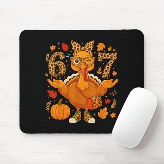 Funny 6 7 Thanksgiving Leopard Bow Turkey Six Seve Mousepad (Mit Mouse)
