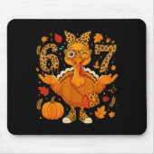 Funny 6 7 Thanksgiving Leopard Bow Turkey Six Seve Mousepad (Vorne)