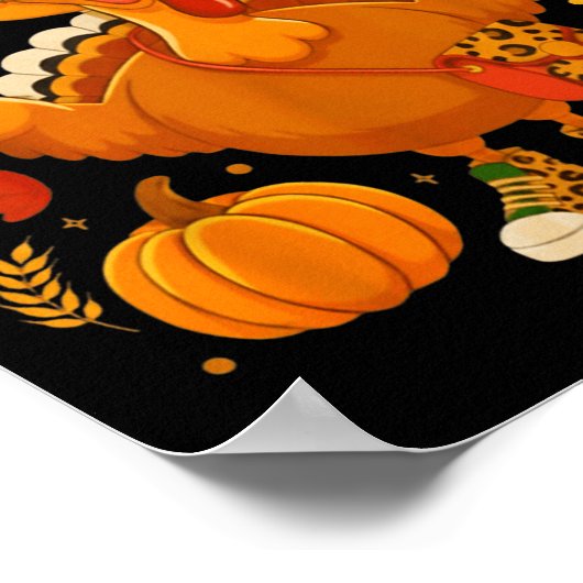 Funny 6 7 Thanksgiving Leopard Bow Turkey Six Seve Poster (Ecke)