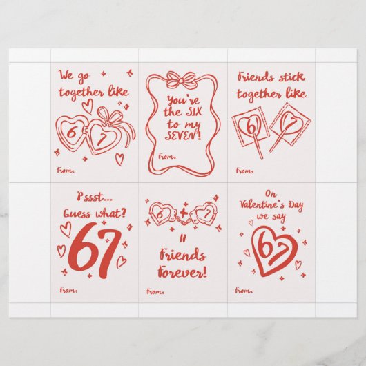 Funny 6 7 Valentine’s Day Cards for Classroom Briefbogen (Vorderseite)