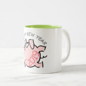 Funny 6 Cartoon Illustration Pig Custom Year Tasse (VorderseiteRechts)