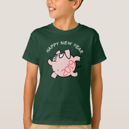 Funny 6 Cartoon Illustration Pig Jahr 2019 Kinder  T-Shirt