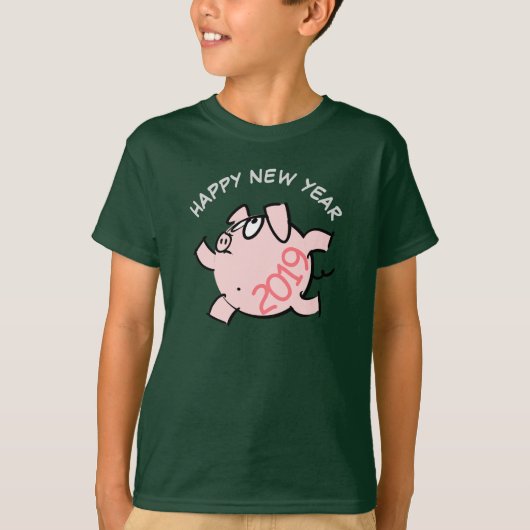Funny 6 Cartoon Illustration Pig Jahr 2019 Kinder T-Shirt (Vorderseite)