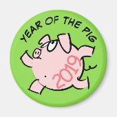 Funny 6 Cartoon Illustration Pig Jahr 2019 Magnet (Vorne)