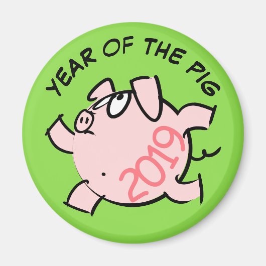 Funny 6 Cartoon Illustration Pig Jahr 2019 Magnet (Vorne)